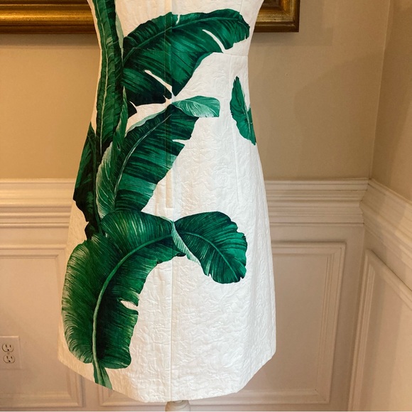 SOLD💕DOLCE & GABANNA White Green Damask Banana Leaf Sleeveless A Line Dress - Picture 12 of 13